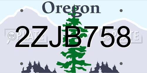 2ZJB758 Oregon License Plate