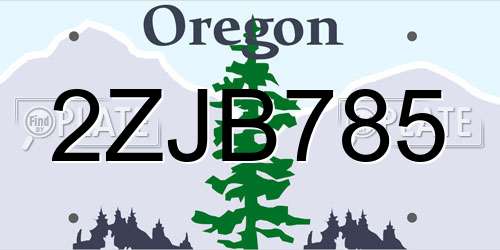 2ZJB785 Oregon License Plate