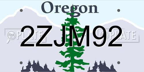 2ZJM92 Oregon License Plate