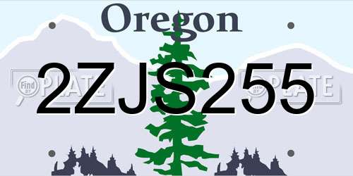 2ZJS255 Oregon License Plate