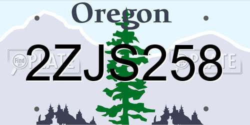 2ZJS258 Oregon License Plate