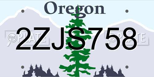 2ZJS758 Oregon License Plate