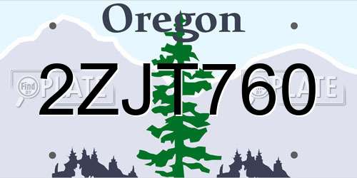 2ZJT760 Oregon License Plate