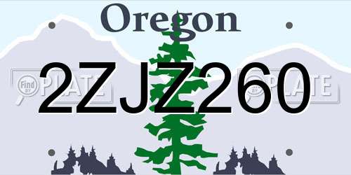 2ZJZ260 Oregon License Plate