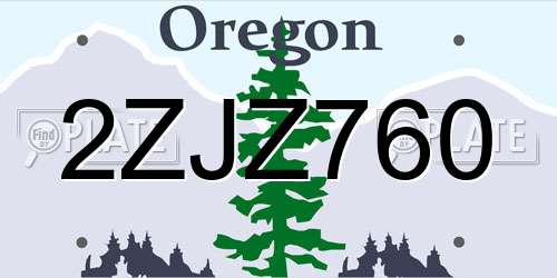 2ZJZ760 Oregon License Plate