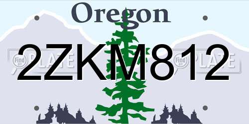 2ZKM812 Oregon License Plate