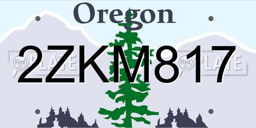 2ZKM817 Oregon License Plate