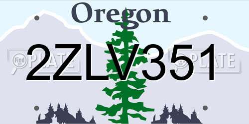 2ZLV351 Oregon License Plate