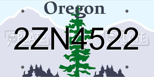 2ZN4522 Oregon License Plate