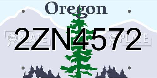 2ZN4572 Oregon License Plate