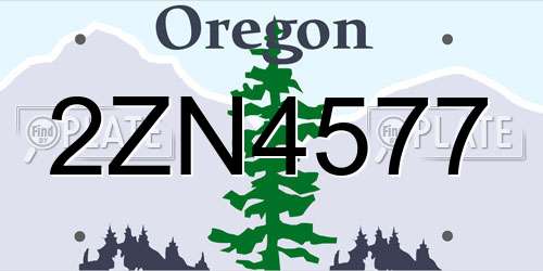 2ZN4577 Oregon License Plate