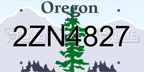 2ZN4827 Oregon License Plate