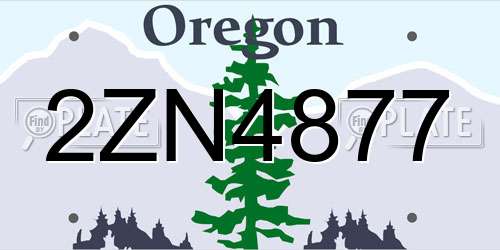 2ZN4877 Oregon License Plate