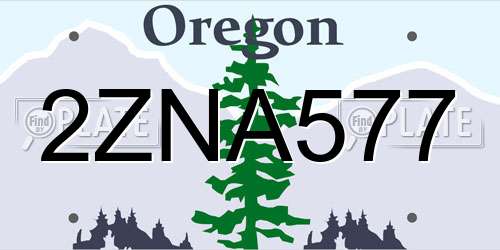 2ZNA577 Oregon License Plate