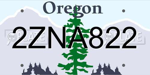 2ZNA822 Oregon License Plate