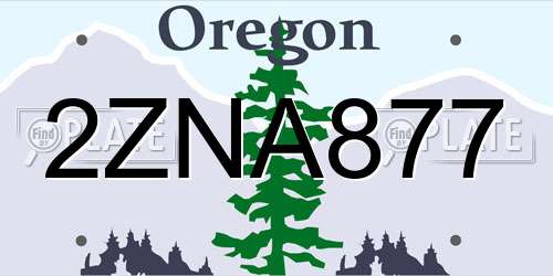 2ZNA877 Oregon License Plate