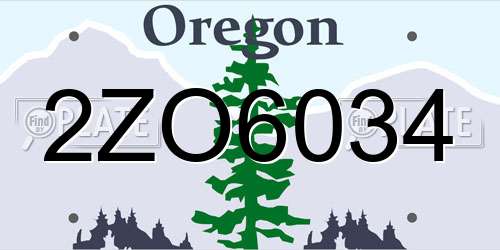 2ZO6034 Oregon License Plate