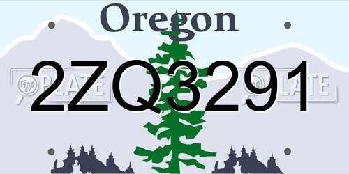 2ZQ3291 Oregon License Plate