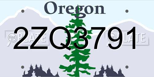 2ZQ3791 Oregon License Plate