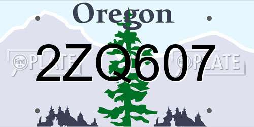 2ZQ607 Oregon License Plate