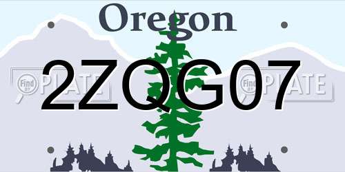2ZQG07 Oregon License Plate