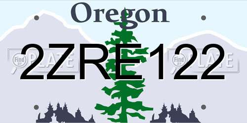 2ZRE122 Oregon License Plate