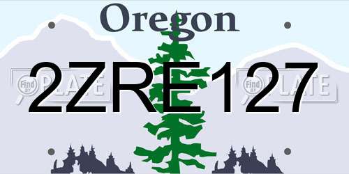2ZRE127 Oregon License Plate