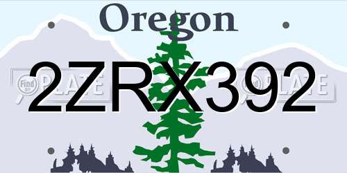 2ZRX392 Oregon License Plate