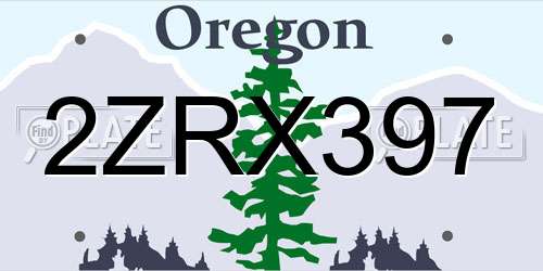 2ZRX397 Oregon License Plate