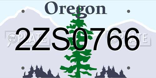 2ZS0766 Oregon License Plate