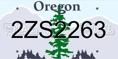 2ZS2263 Oregon License Plate