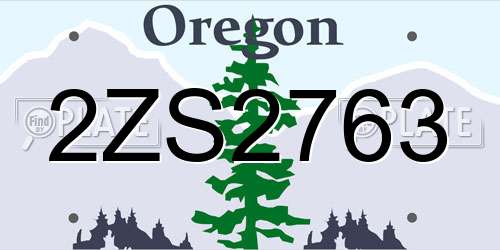2ZS2763 Oregon License Plate