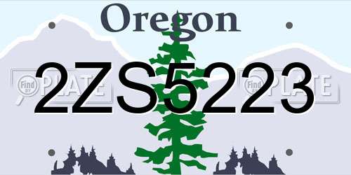 2ZS5223 Oregon License Plate