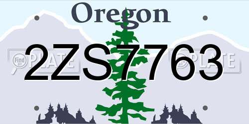 2ZS7763 Oregon License Plate