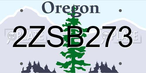 2ZSB273 Oregon License Plate