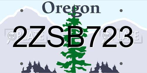 2ZSB723 Oregon License Plate