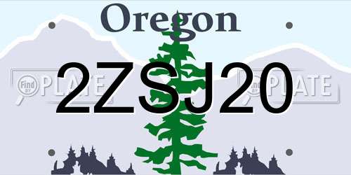 2ZSJ20 Oregon License Plate