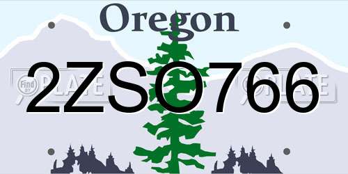 2ZSO766 Oregon License Plate