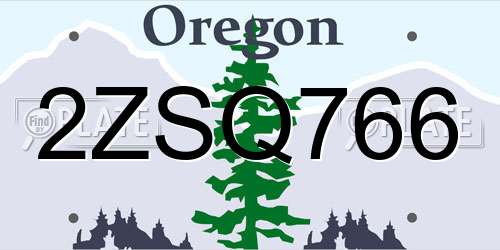 2ZSQ766 Oregon License Plate