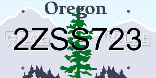 2ZSS723 Oregon License Plate