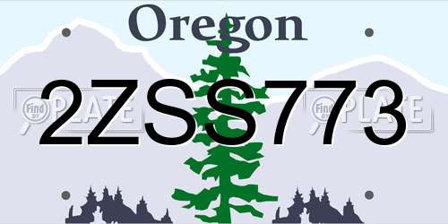 2ZSS773 Oregon License Plate