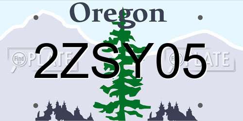 2ZSY05 Oregon License Plate