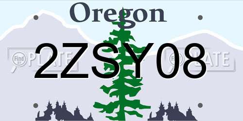 2ZSY08 Oregon License Plate