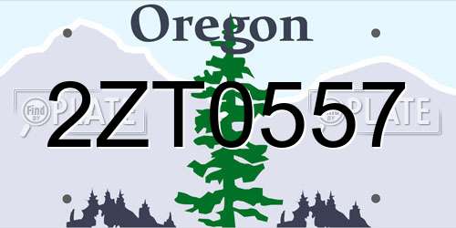 2ZT0557 Oregon License Plate