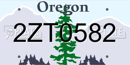 2ZT0582 Oregon License Plate