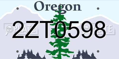 2ZT0598 Oregon License Plate