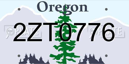 2ZT0776 Oregon License Plate