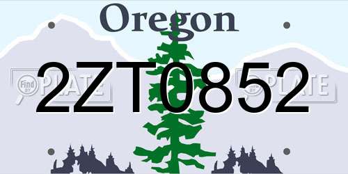 2ZT0852 Oregon License Plate