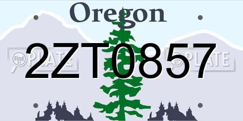2ZT0857 Oregon License Plate