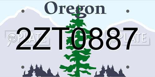 2ZT0887 Oregon License Plate
